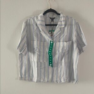 Buffalo David Bitton White and Blue Striped Casual button Shirt